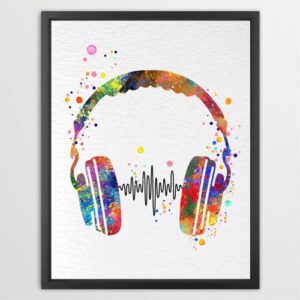 Dignovel Studios Unframed Headset Music Love Musician Studio Earphone DJ Game Room Watercolor Art Print Wall Art Poster Home Decor Hanging DN611