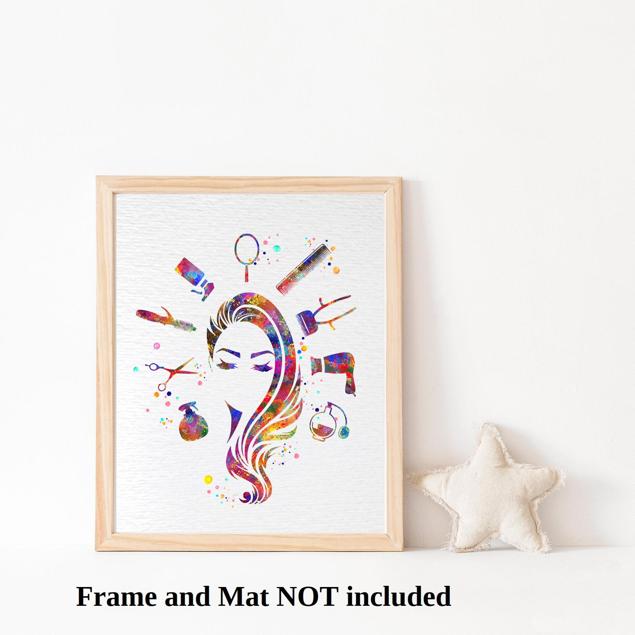 Dignovel Studios Unframed Hair Stylist Art Beauty Salon Spa Hair Dresser Girl Room Watercolor Art Print Wall Art Poster Home Decor Hanging DN613 - Image 3
