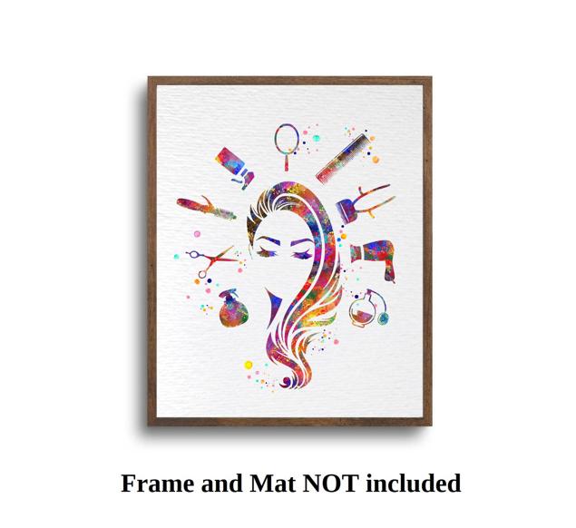 Dignovel Studios Unframed Hair Stylist Art Beauty Salon Spa Hair Dresser Girl Room Watercolor Art Print Wall Art Poster Home Decor Hanging DN613 - Image 5