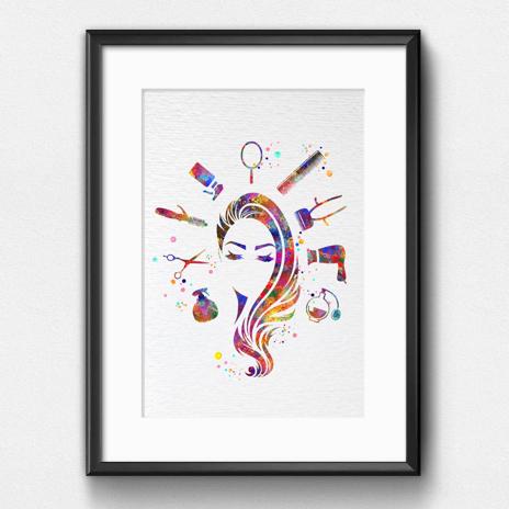 Dignovel Studios Unframed Hair Stylist Art Beauty Salon Spa Hair Dresser Girl Room Watercolor Art Print Wall Art Poster Home Decor Hanging DN613 - Image 6