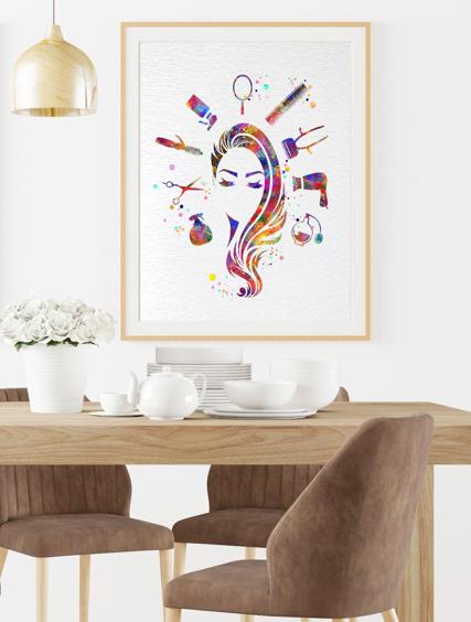 Dignovel Studios Unframed Hair Stylist Art Beauty Salon Spa Hair Dresser Girl Room Watercolor Art Print Wall Art Poster Home Decor Hanging DN613 - Image 8