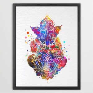Dignovel Studios Unframed Elephant Hindu Ganesha Lord Prayer Meditation Watercolor Art Print Wall Art Poster Home Decor Hanging DN616