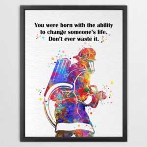 Dignovel Studios Unframed Firefighter Born with Ability to Change Life Man Woman Fire Station Encouraging Inspirational Watercolor Art Print Wall Art Poster Home Decor Hanging DN621