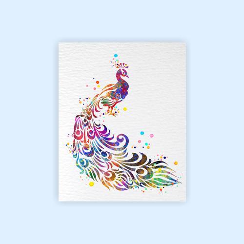 Dignovel Studios Unframed Peacock Rainbow Bird Animals Nature Lover Peace Watercolor Art Print Wall Art Poster Home Decor Hanging DN624 - Image 2