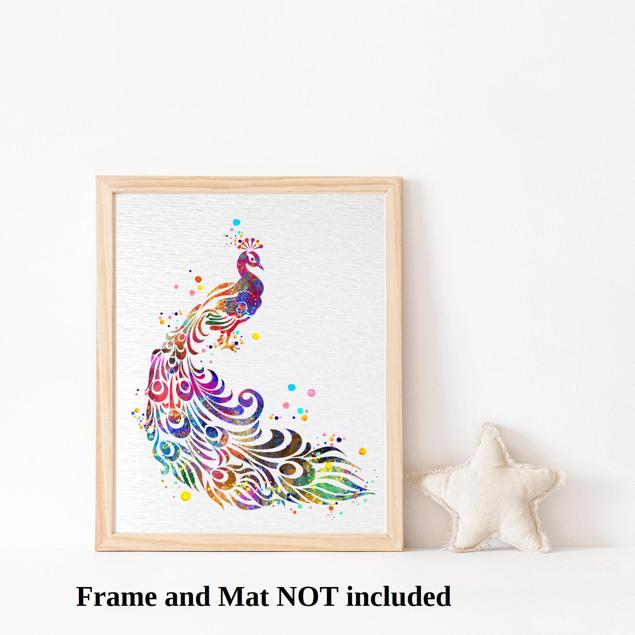 Dignovel Studios Unframed Peacock Rainbow Bird Animals Nature Lover Peace Watercolor Art Print Wall Art Poster Home Decor Hanging DN624 - Image 3