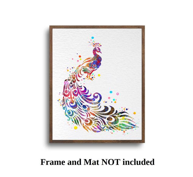 Dignovel Studios Unframed Peacock Rainbow Bird Animals Nature Lover Peace Watercolor Art Print Wall Art Poster Home Decor Hanging DN624 - Image 5
