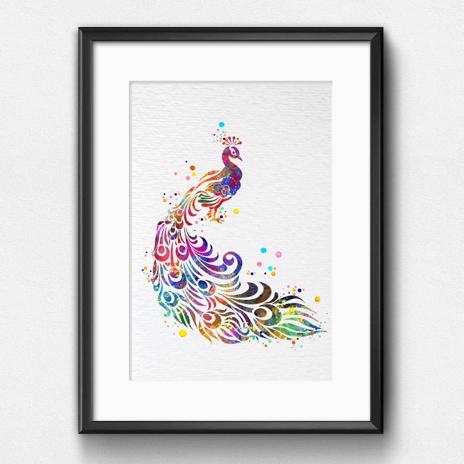 Dignovel Studios Unframed Peacock Rainbow Bird Animals Nature Lover Peace Watercolor Art Print Wall Art Poster Home Decor Hanging DN624 - Image 6