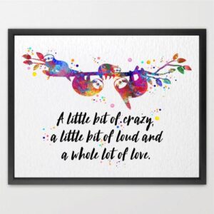 Dignovel Studios Unframed Sloth Family of Four Parents Motherhood Watercolor Art Print Wall Art Poster Home Decor Hanging DN628