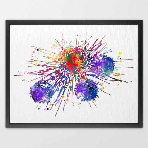 Dignovel Studios Unframed T-Cells Immune Cells Medical Art Science Histology T Cell Attacking Cancer Art Oncology immunology Clinic Watercolor Art Print Wall Art Poster Home Decor Hanging DN633
