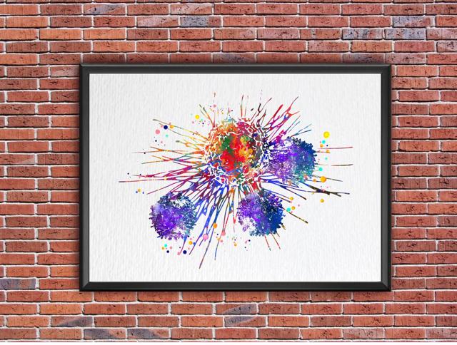 Dignovel Studios Unframed T-Cells Immune Cells Medical Art Science Histology T Cell Attacking Cancer Art Oncology immunology Clinic Watercolor Art Print Wall Art Poster Home Decor Hanging DN633 - Image 7