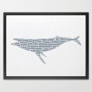 Dignovel Studios Unframed Blue Whale Nautical Coastal Sea Life Nature Ocean Watercolor Art Print Wall Art Poster Home Decor Hanging DN639