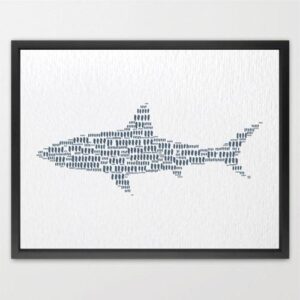 Dignovel Studios Unframed Shark Sea Life Coastal Ocean Nature Animal Watercolor Art Print Wall Art Poster Home Decor Hanging DN650