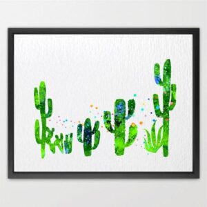 Dignovel Studios Unframed Succulent Plants Cactus Family Desert Strong Endurance Refreshing Green Garden Watercolor Art Print Wall Art Poster Home Decor Hanging DN655