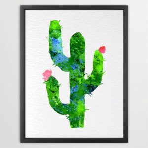 Dignovel Studios Unframed Succulent Plants Cactus Blossom Flower Desert Strong Endurance Refreshing Green Garden Watercolor Art Print Wall Art Poster Home Decor Hanging DN656