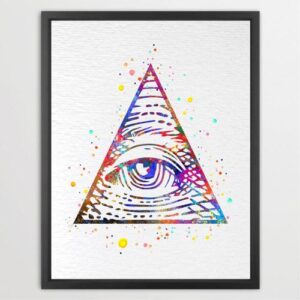Dignovel Studios Unframed All Seeing Eye Triangle Glory Wisdom Watercolor Symbol Inspirational Christian Bible Motivational Peace Love Watercolor Art Print Wall Art Poster Home Decor Hanging DN661
