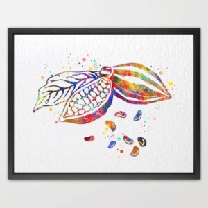 Dignovel Studios Unframed Cocoa Pod Fruit Bean Cacao Chocolate Rainforest Plant Restaurent Bakery Food Lover Watercolor Art Print Wall Art Poster Home Decor Hanging DN662