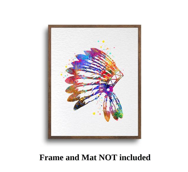 Dignovel Studios Unframed Native American Indian Headdress Feathers Culture American History Peace Love Watercolor Art Print Wall Art Poster Home Decor Hanging DN666 - Image 5