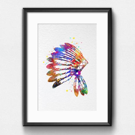 Dignovel Studios Unframed Native American Indian Headdress Feathers Culture American History Peace Love Watercolor Art Print Wall Art Poster Home Decor Hanging DN666 - Image 6