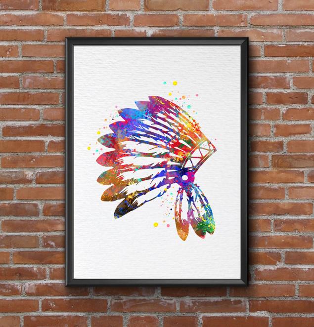 Dignovel Studios Unframed Native American Indian Headdress Feathers Culture American History Peace Love Watercolor Art Print Wall Art Poster Home Decor Hanging DN666 - Image 7