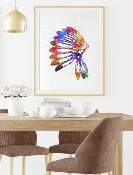 Dignovel Studios Unframed Native American Indian Headdress Feathers Culture American History Peace Love Watercolor Art Print Wall Art Poster Home Decor Hanging DN666 - Image 8