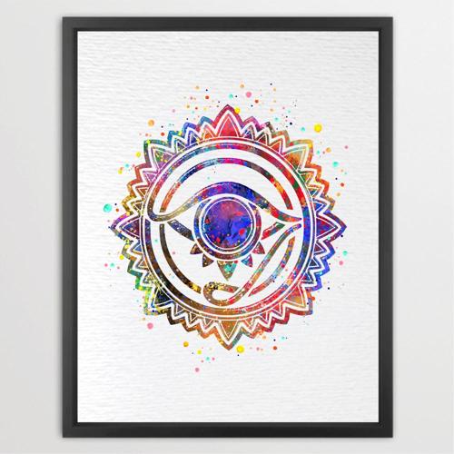 Dignovel Studios Unframed Nazar Eye Amulet Symbol Protection Power Peace Love Watercolor Art Print Wall Art Poster Home Decor Hanging DN668