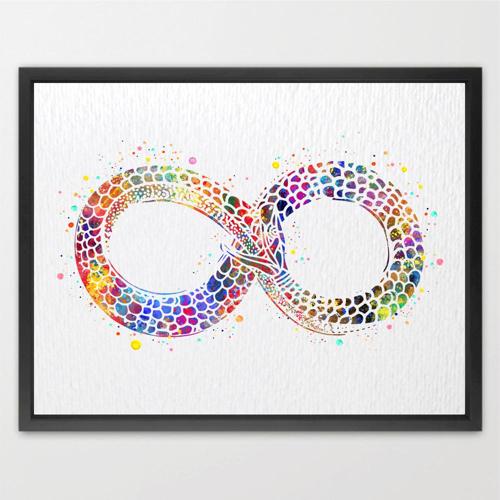 Dignovel Studios Unframed Ouroboros Serpent Infinity Symbol Ancient Culture Peace Love Watercolor Art Print Wall Art Poster Home Decor Hanging DN670