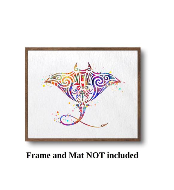 Dignovel Studios Unframed Manta Ray Stingray Ocean Animal Tribal Symbol Spiritual Inspirational Peace Love Happiness Symbol Watercolor Art Print Wall Art Poster Home Decor Hanging DN672 - Image 3