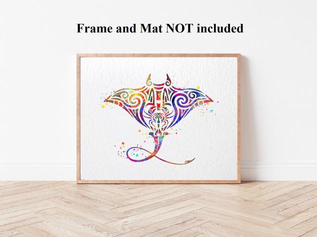 Dignovel Studios Unframed Manta Ray Stingray Ocean Animal Tribal Symbol Spiritual Inspirational Peace Love Happiness Symbol Watercolor Art Print Wall Art Poster Home Decor Hanging DN672 - Image 4