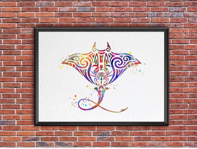Dignovel Studios Unframed Manta Ray Stingray Ocean Animal Tribal Symbol Spiritual Inspirational Peace Love Happiness Symbol Watercolor Art Print Wall Art Poster Home Decor Hanging DN672 - Image 7