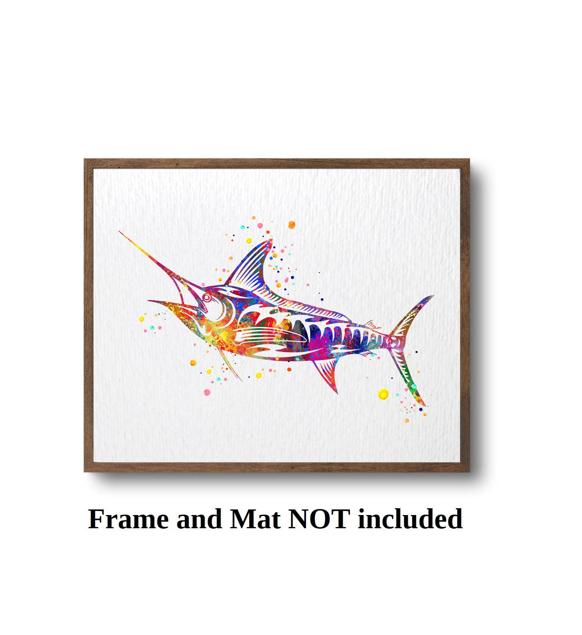 Dignovel Studios Unframed Marlin Fish Tropical Nautilus Ocean Sea Animal Peace Love Happiness Watercolor Art Print Wall Art Poster Home Decor Hanging DN673 - Image 3