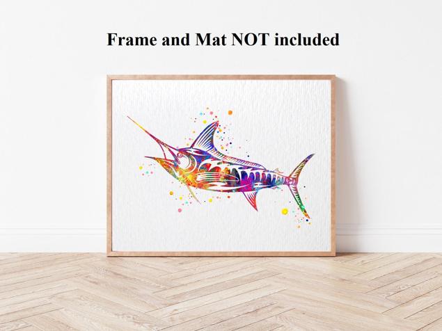 Dignovel Studios Unframed Marlin Fish Tropical Nautilus Ocean Sea Animal Peace Love Happiness Watercolor Art Print Wall Art Poster Home Decor Hanging DN673 - Image 4