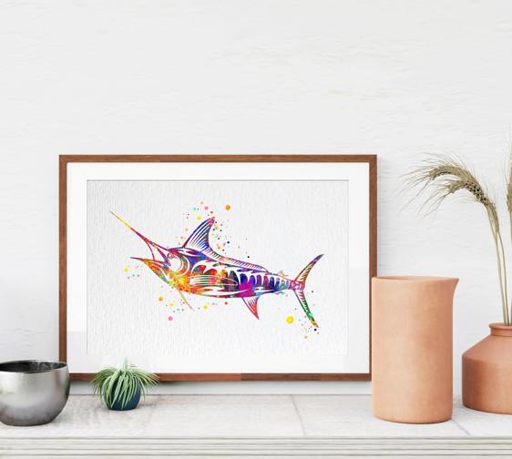 Dignovel Studios Unframed Marlin Fish Tropical Nautilus Ocean Sea Animal Peace Love Happiness Watercolor Art Print Wall Art Poster Home Decor Hanging DN673 - Image 8