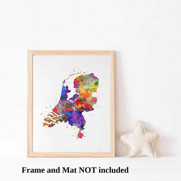 Dignovel Studios Unframed Netherlands Map Watercolor Hometown Europe Country Map Watercolor Art Print Wall Art Poster Home Decor Hanging DN677 - Image 3