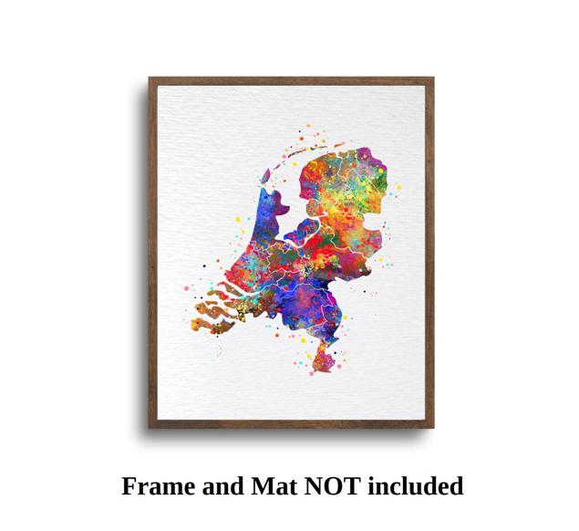 Dignovel Studios Unframed Netherlands Map Watercolor Hometown Europe Country Map Watercolor Art Print Wall Art Poster Home Decor Hanging DN677 - Image 5