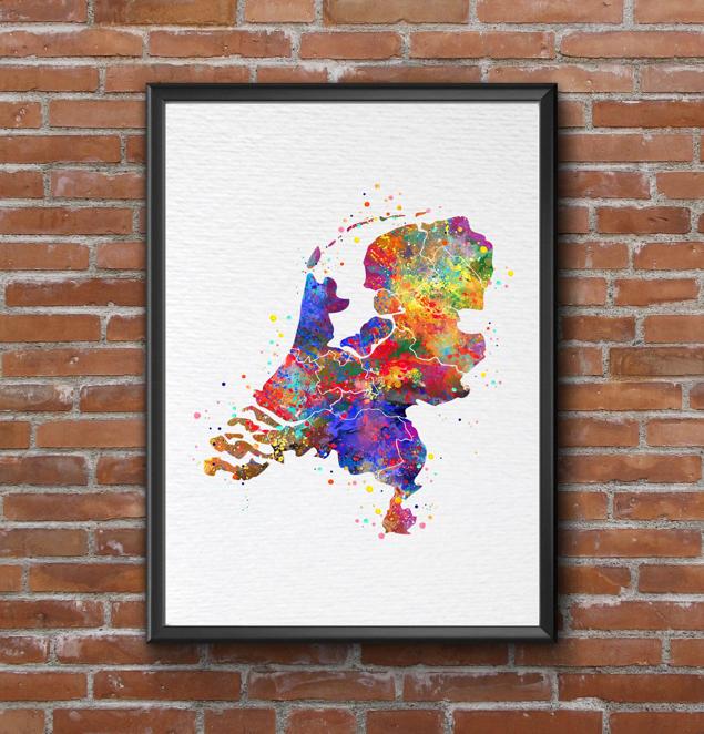 Dignovel Studios Unframed Netherlands Map Watercolor Hometown Europe Country Map Watercolor Art Print Wall Art Poster Home Decor Hanging DN677 - Image 7