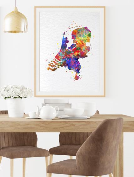 Dignovel Studios Unframed Netherlands Map Watercolor Hometown Europe Country Map Watercolor Art Print Wall Art Poster Home Decor Hanging DN677 - Image 8