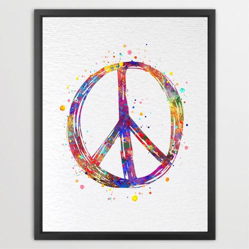 Dignovel Studios Unframed Peace Sign Symbol Watercolor Symbol Sign Language Art  Art Home Watercolor Art Print Wall Art Poster Home Decor Hanging DN680