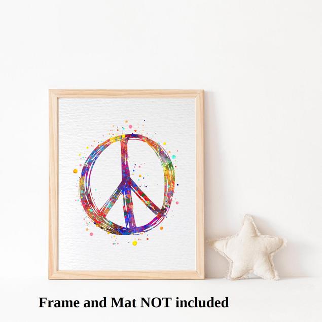 Dignovel Studios Unframed Peace Sign Symbol Watercolor Symbol Sign Language Art  Art Home Watercolor Art Print Wall Art Poster Home Decor Hanging DN680 - Image 3