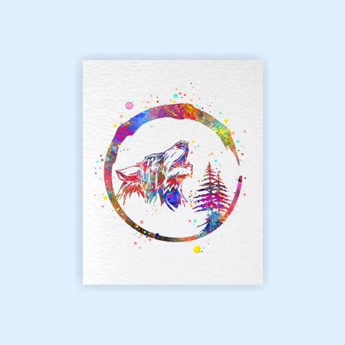 Dignovel Studios Unframed Howling Wolf Mountain Woods Moon Nature Love Motivational Inspirational Watercolor Art Print Wall Art Poster Home Decor Hanging DN697 - Image 2