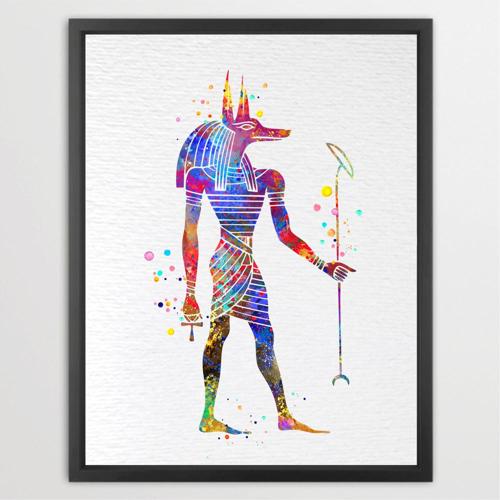 Dignovel Studios Unframed Egyptian Anubis Symbol Sign Guardian Abstract Love Motivational Inspirational Watercolor Art Print Wall Art Poster Home Decor Hanging DN698