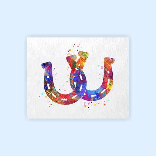 Dignovel Studios Unframed Horseshoe Pair Symbol Sign Lucky Happiness Abstract Love Motivational Inspirational Watercolor Art Print Wall Art Poster Home Decor Hanging DN699 - Image 2