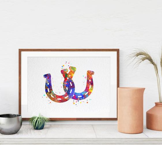 Dignovel Studios Unframed Horseshoe Pair Symbol Sign Lucky Happiness Abstract Love Motivational Inspirational Watercolor Art Print Wall Art Poster Home Decor Hanging DN699 - Image 8