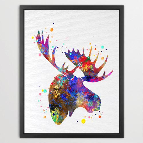 Dignovel Studios Unframed Moose Sacred Animal Native American Head Horn Nature Peace Love Watercolor Art Print Wall Art Poster Home Decor Hanging DN701