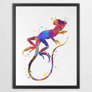 Dignovel Studios Unframed Basilisk Lizard Central South America Animals Reptile Nature Rain Forrest Watercolor Art Print Wall Art Poster Home Decor Hanging DN704