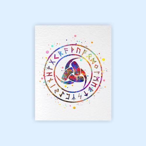 Dignovel Studios Unframed Odin Emblem Germanic mythology Symbol Strength Wisdom Knowledge Norse mythology Watercolor Art Print Wall Art Poster Home Decor Hanging DN706 - Image 2