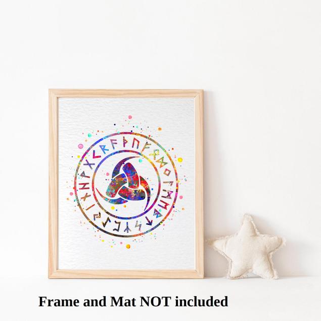 Dignovel Studios Unframed Odin Emblem Germanic mythology Symbol Strength Wisdom Knowledge Norse mythology Watercolor Art Print Wall Art Poster Home Decor Hanging DN706 - Image 3