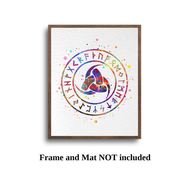 Dignovel Studios Unframed Odin Emblem Germanic mythology Symbol Strength Wisdom Knowledge Norse mythology Watercolor Art Print Wall Art Poster Home Decor Hanging DN706 - Image 5