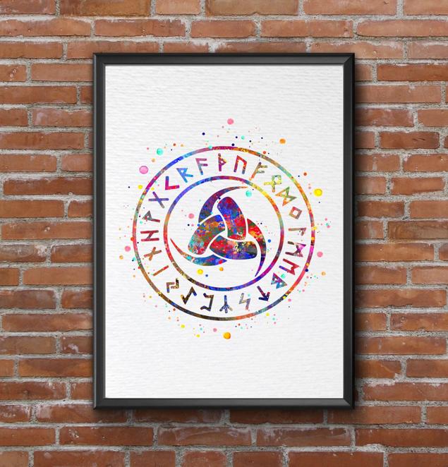 Dignovel Studios Unframed Odin Emblem Germanic mythology Symbol Strength Wisdom Knowledge Norse mythology Watercolor Art Print Wall Art Poster Home Decor Hanging DN706 - Image 7