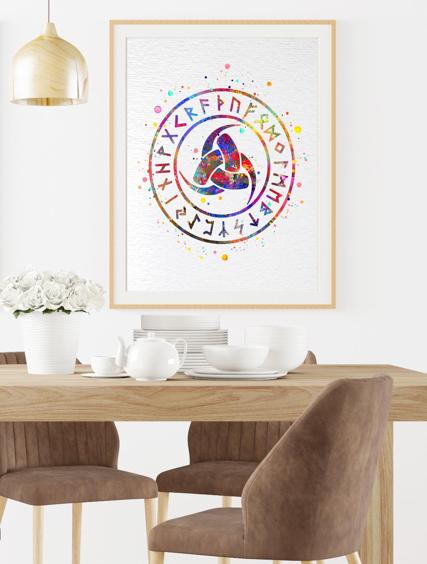 Dignovel Studios Unframed Odin Emblem Germanic mythology Symbol Strength Wisdom Knowledge Norse mythology Watercolor Art Print Wall Art Poster Home Decor Hanging DN706 - Image 8