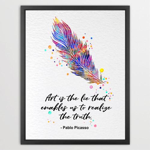 Dignovel Studios Unframed Ostrich Feather Symbol of Truth Wisdom Inspirational Quotes Art Watercolor Art Print Wall Art Poster Home Decor Hanging DN708